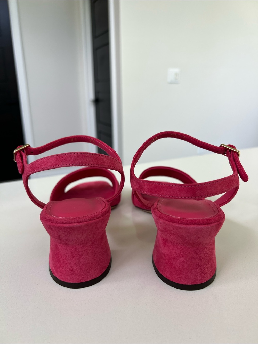 Salvatore Ferragamo ondina 55 fandango pink suede leather open toe heels sandals - Picture 9 of 12